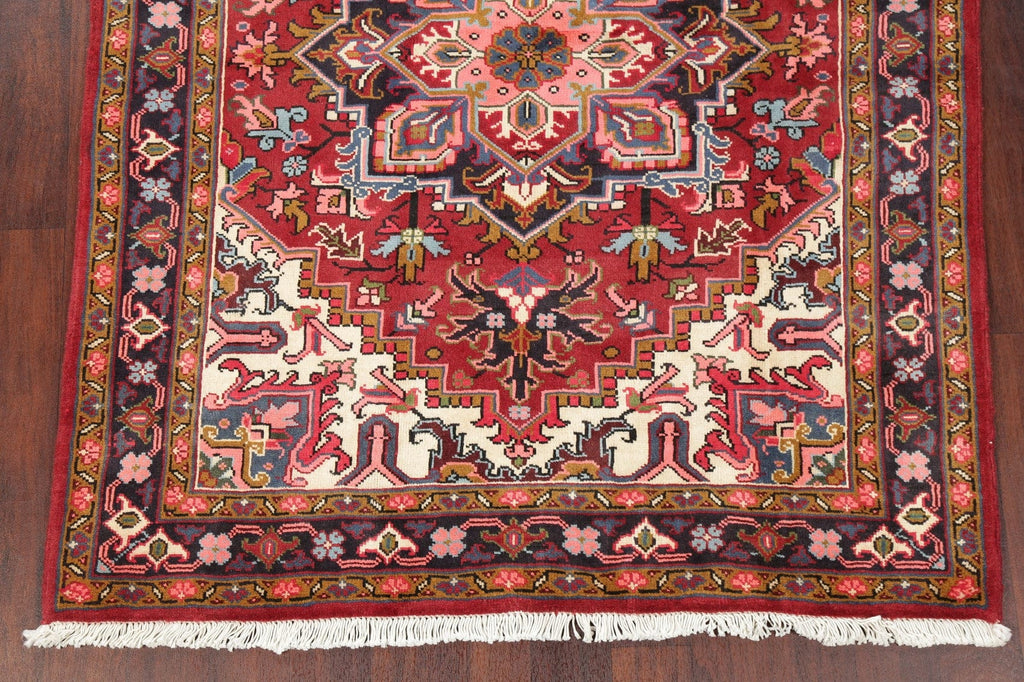 Geometric Red Heriz Persian Area Rug 5x6