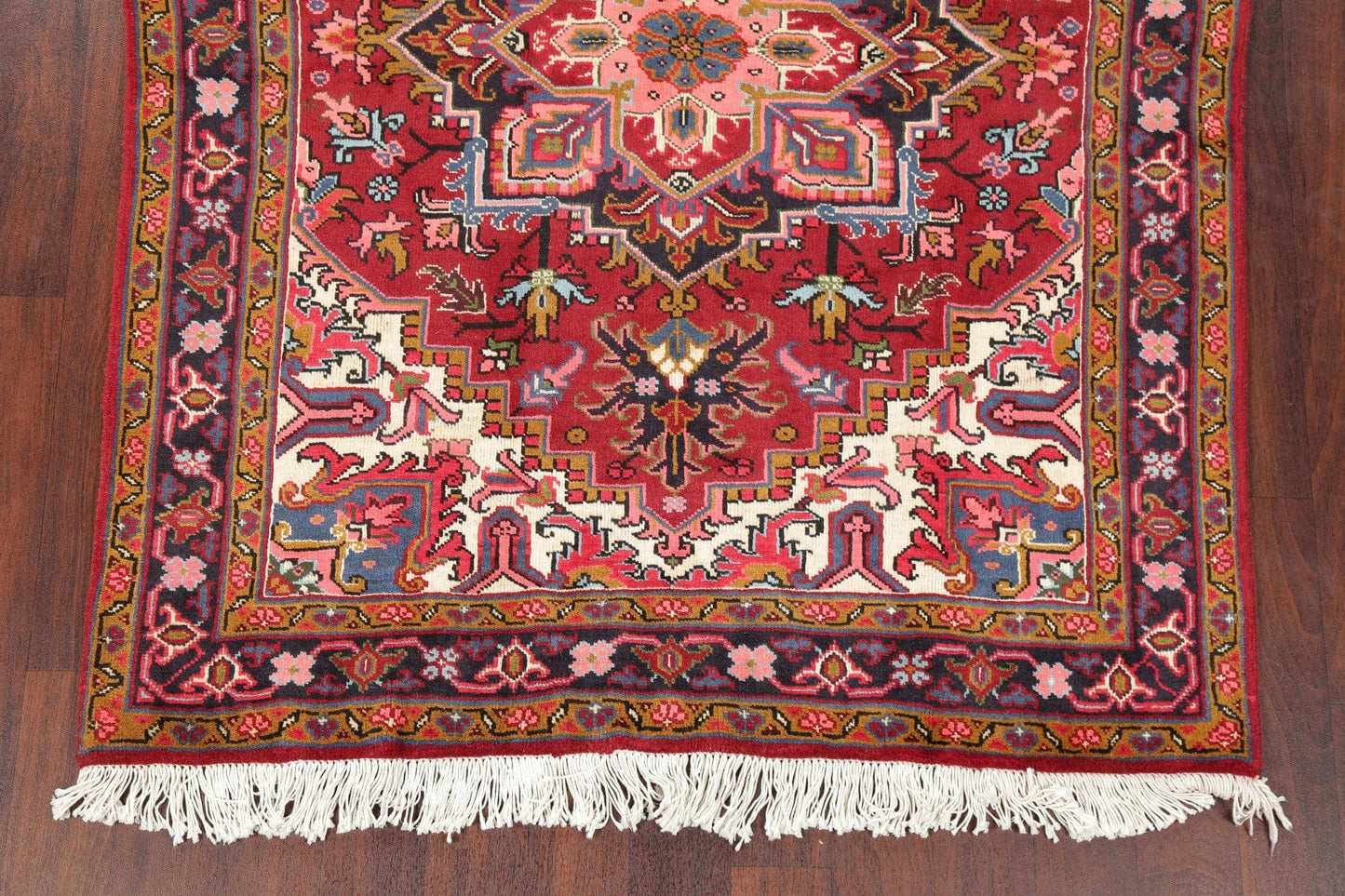 Geometric Red Heriz Persian Area Rug 5x6