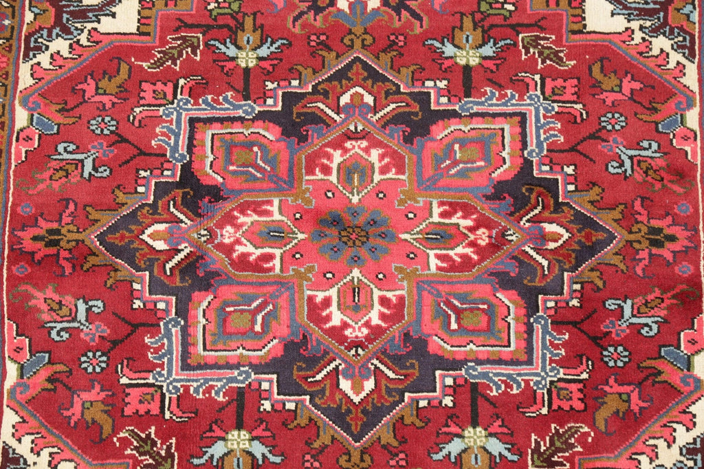 Geometric Red Heriz Persian Area Rug 5x6