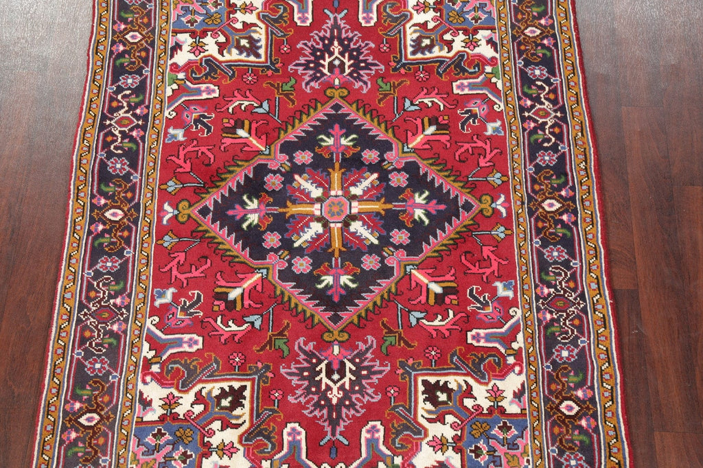 Geometric Red Heriz Persian Area Rug 5x7