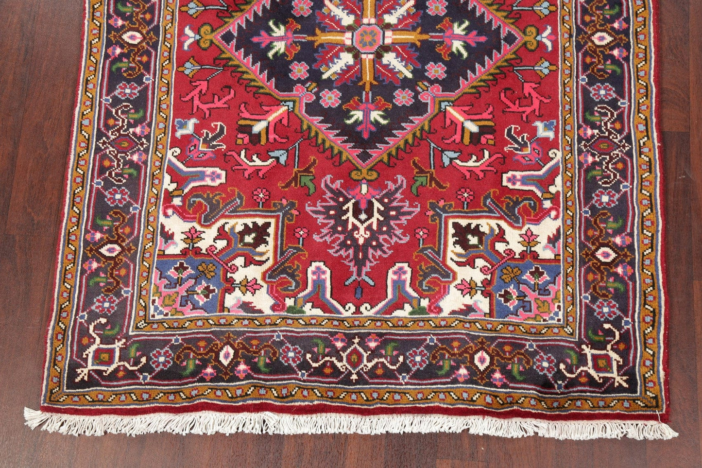 Geometric Red Heriz Persian Area Rug 5x7