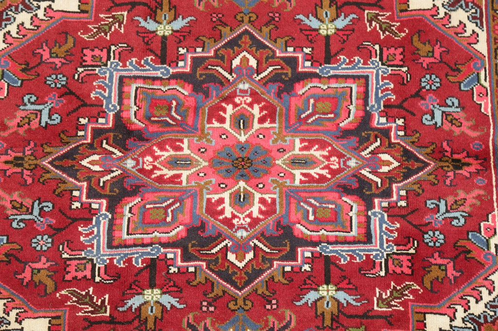 Geometric Red Heriz Persian Area Rug 5x6