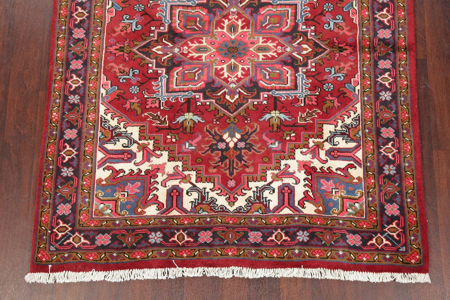 Geometric Red Heriz Persian Area Rug 5x6