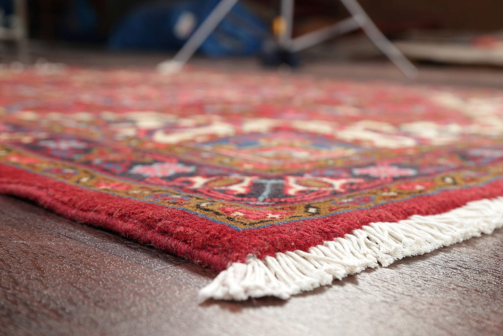 Geometric Red Heriz Persian Area Rug 5x6