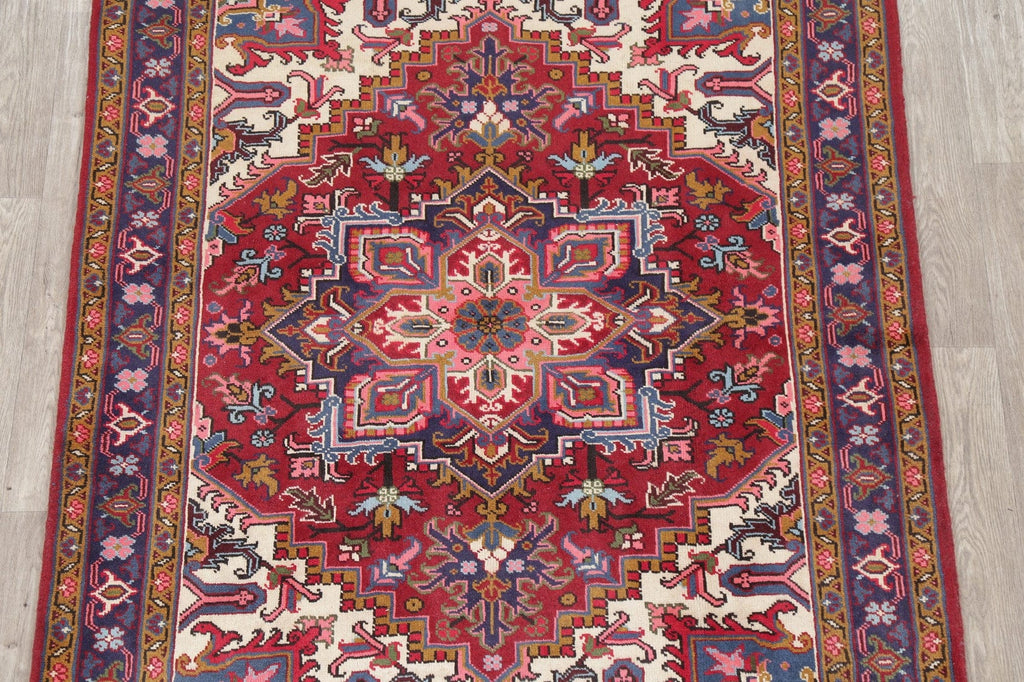 Geometric Red Heriz Persian Area Rug 5x6