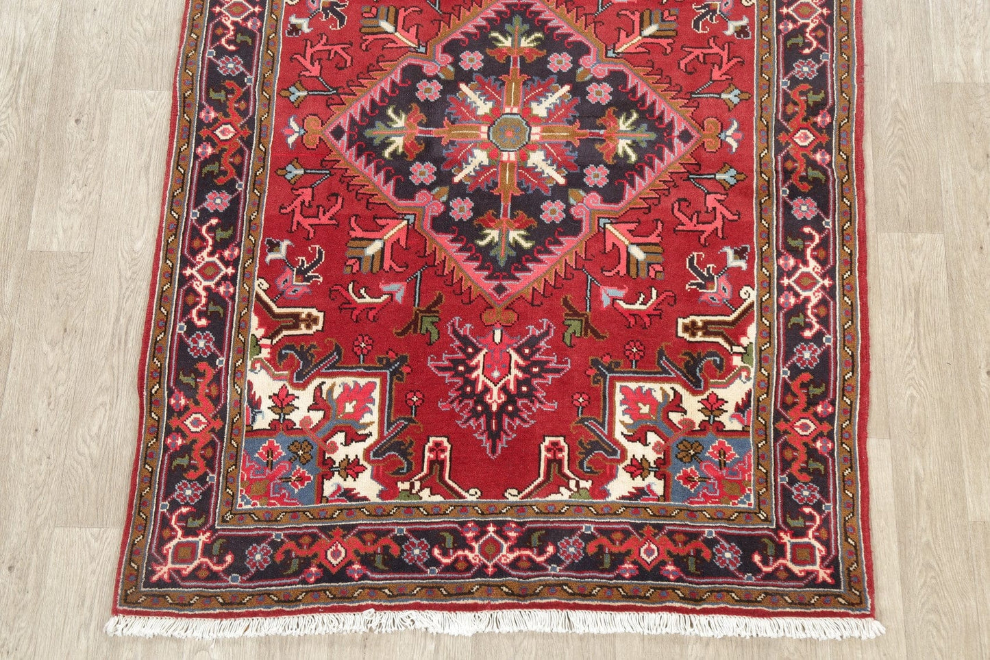 Geometric Red Heriz Persian Area Rug 5x7