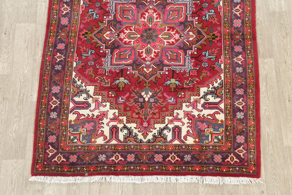 Geometric Red Heriz Persian Area Rug 5x7