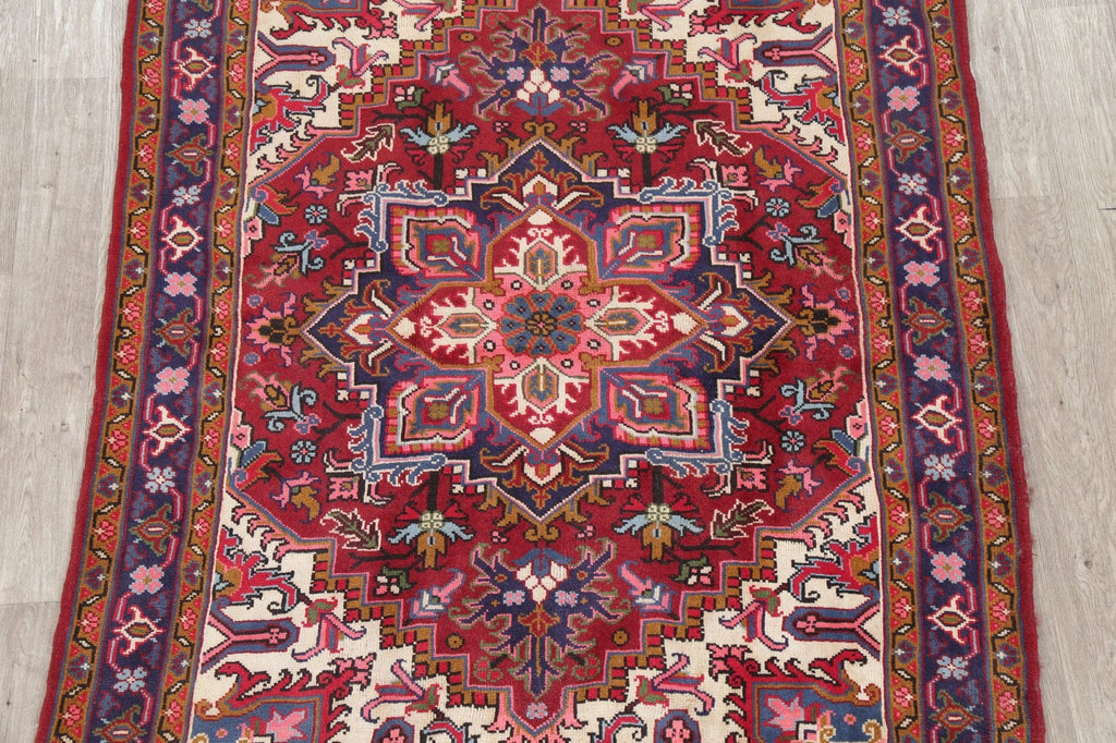 Geometric Red Heriz Persian Area Rug 5x7