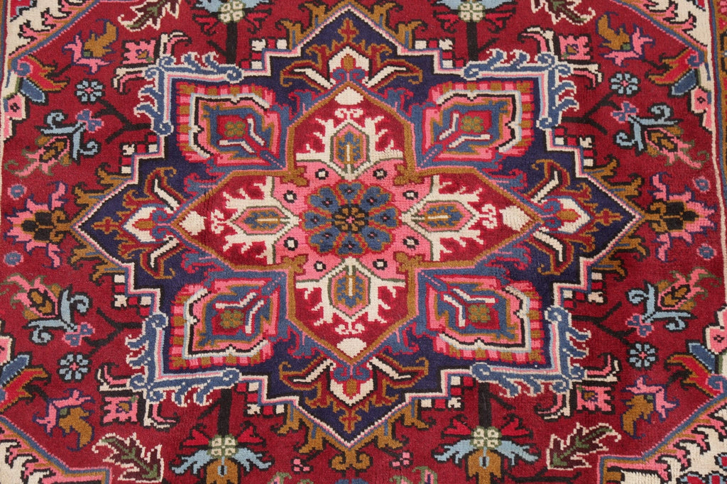 Geometric Red Heriz Persian Area Rug 5x7