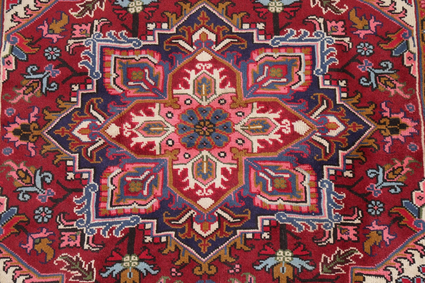 Geometric Red Heriz Persian Area Rug 5x7