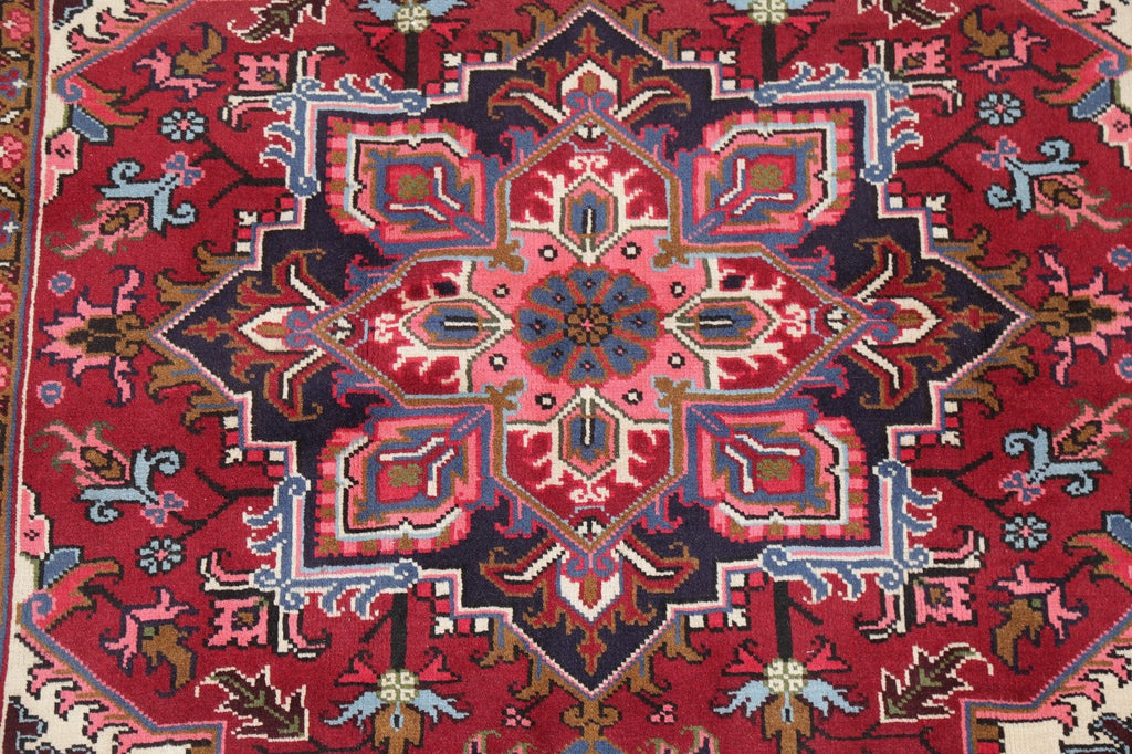 Geometric Red Heriz Persian Area Rug 5x6