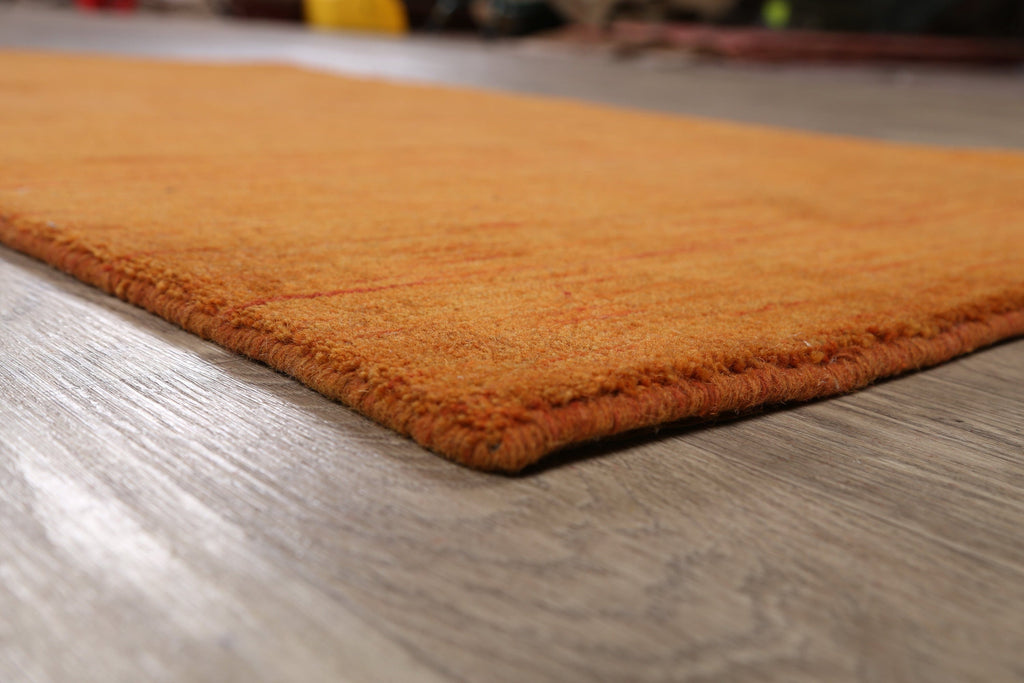 Solid Orange Gabbeh Oriental Area Rug 3x5