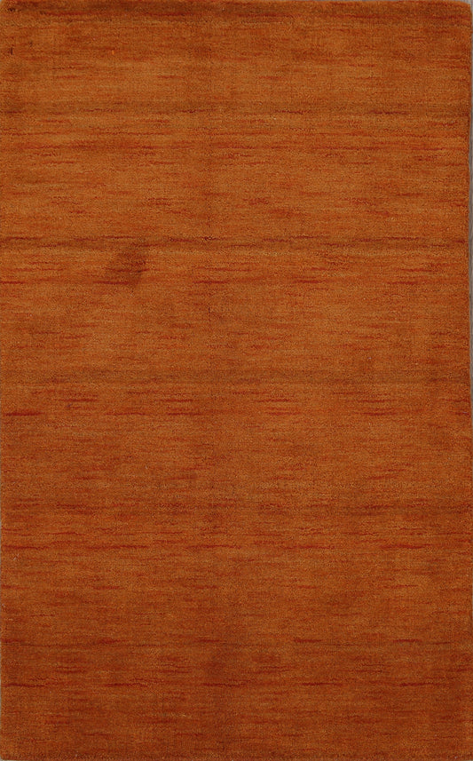 Solid Orange Gabbeh Oriental Area Rug 3x5