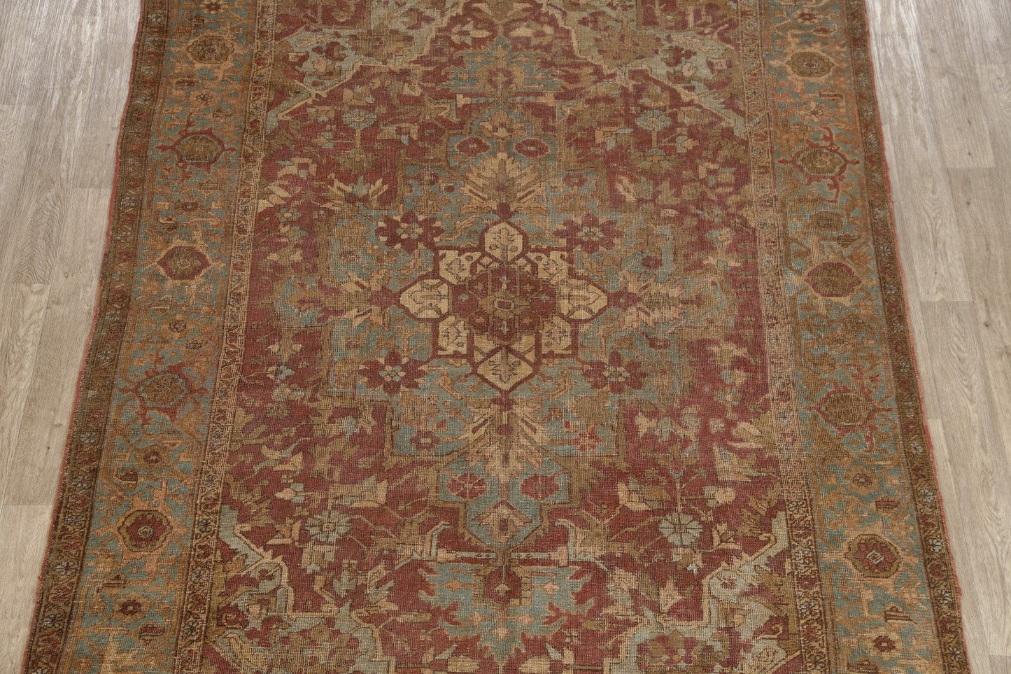 Antique Geometric Heriz Serapi Persian Area Rug 8x11