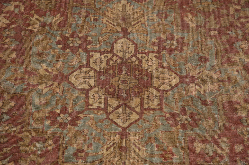 Antique Geometric Heriz Serapi Persian Area Rug 8x11