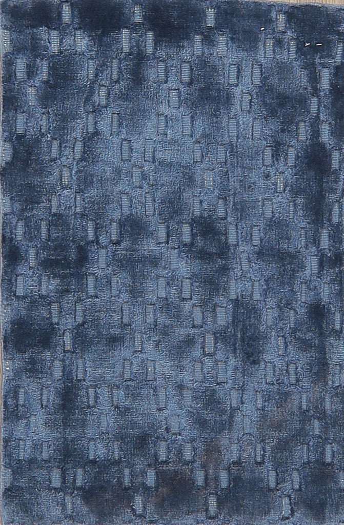 Navy Blue 100% Silk Modern Oriental Area Rug 2x3