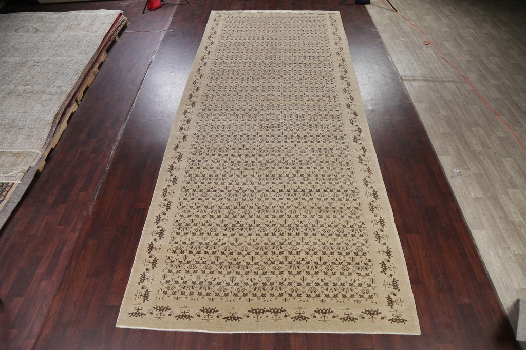 Vegetable Dye Beige Brown Oushak Turkish Large Rug 8x19