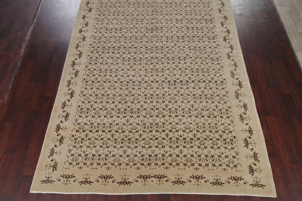 Vegetable Dye Beige Brown Oushak Turkish Large Rug 8x19