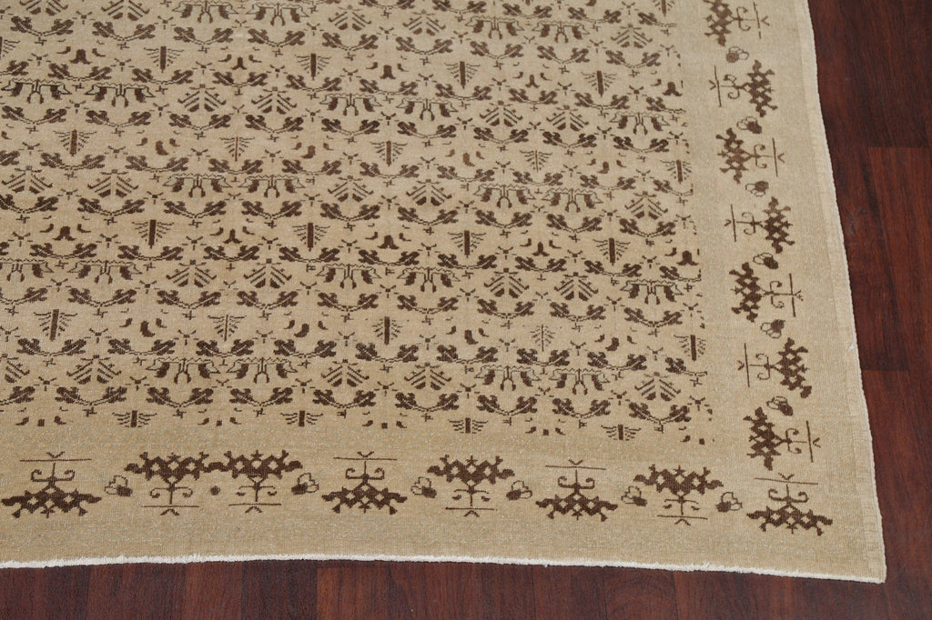 Vegetable Dye Beige Brown Oushak Turkish Large Rug 8x19