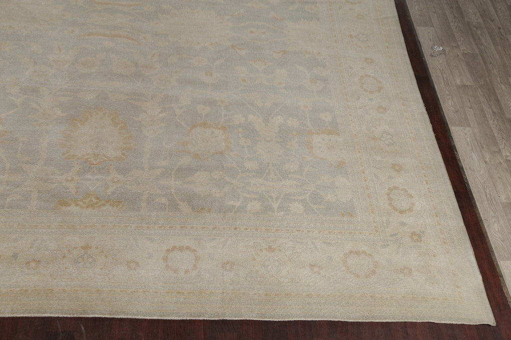 Vegetable Dye Silver Gray Antique Oushak Turkish Rug 14x22