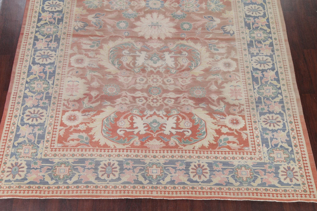 Antique Rust Floral Oushak Turkish Area Rug 9x12