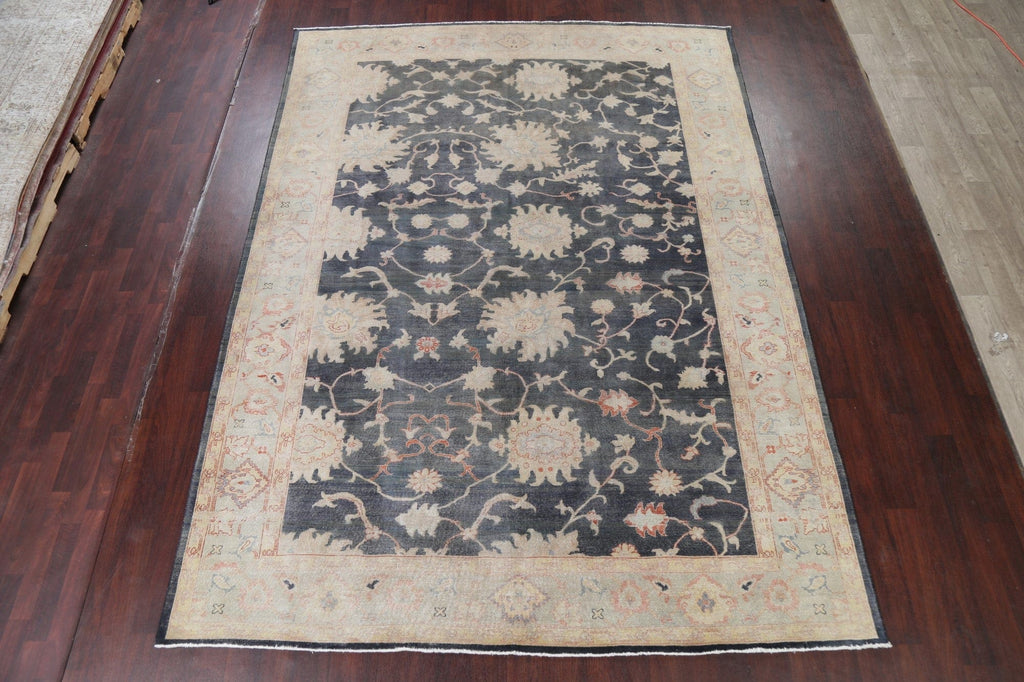 Antique Charcoal Oushak Turkish Area Rug 9x12