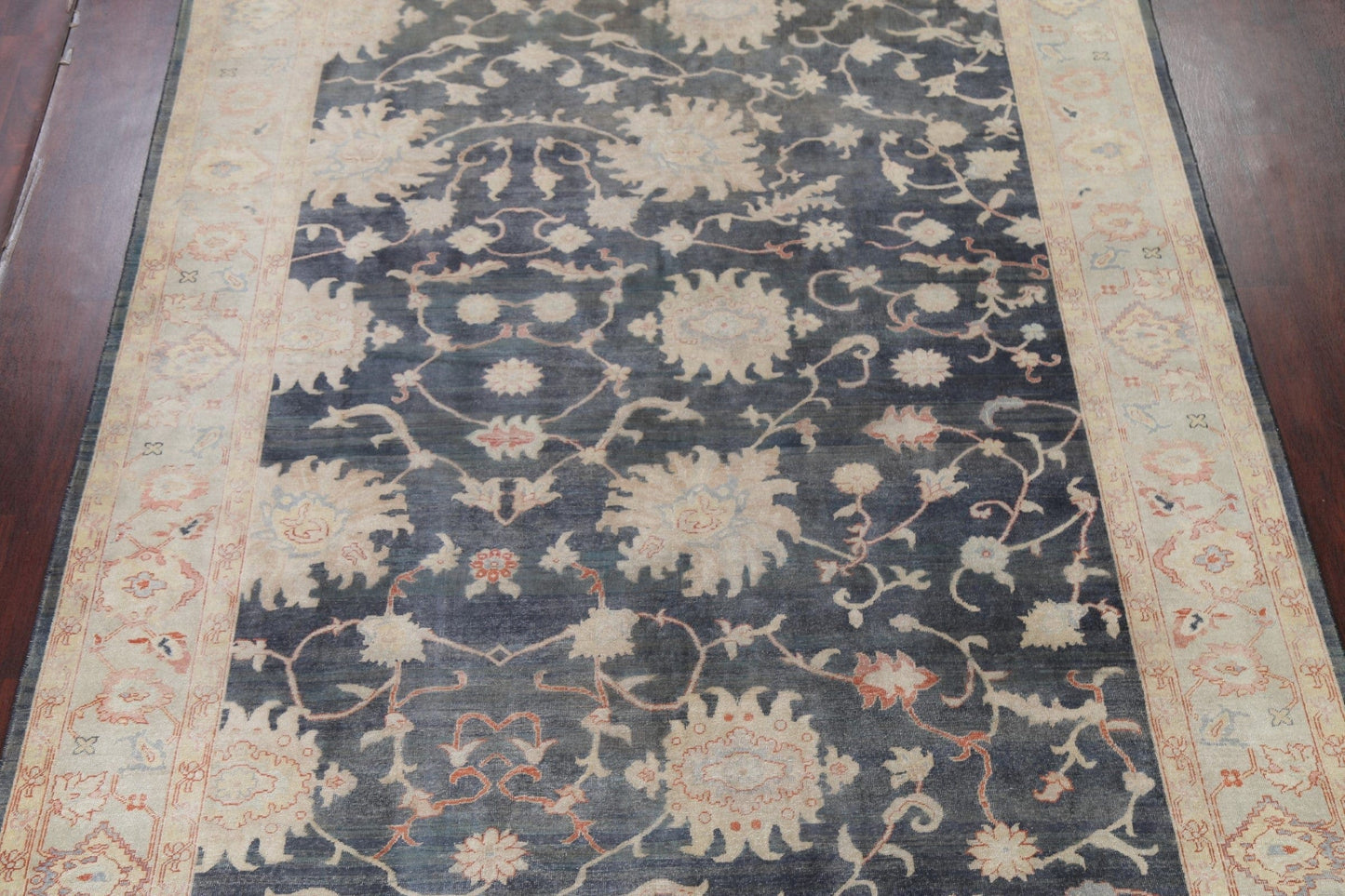 Antique Charcoal Oushak Turkish Area Rug 9x12