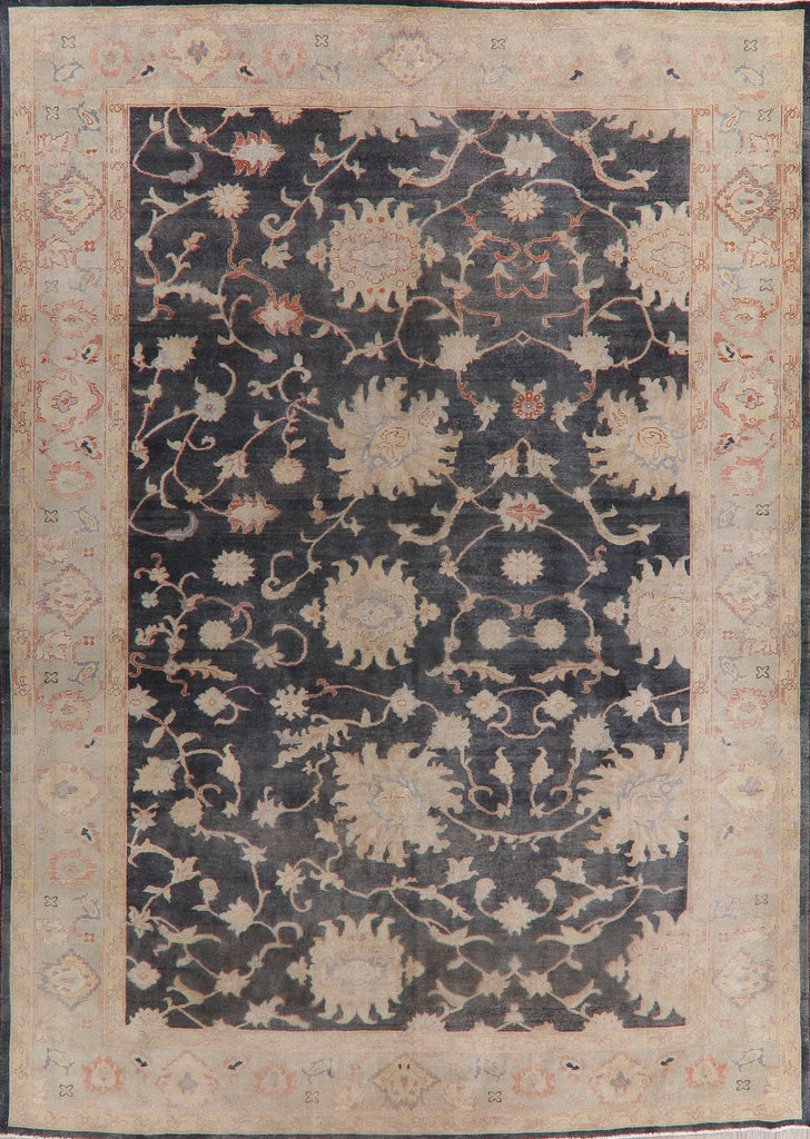 Antique Charcoal Oushak Turkish Area Rug 9x12