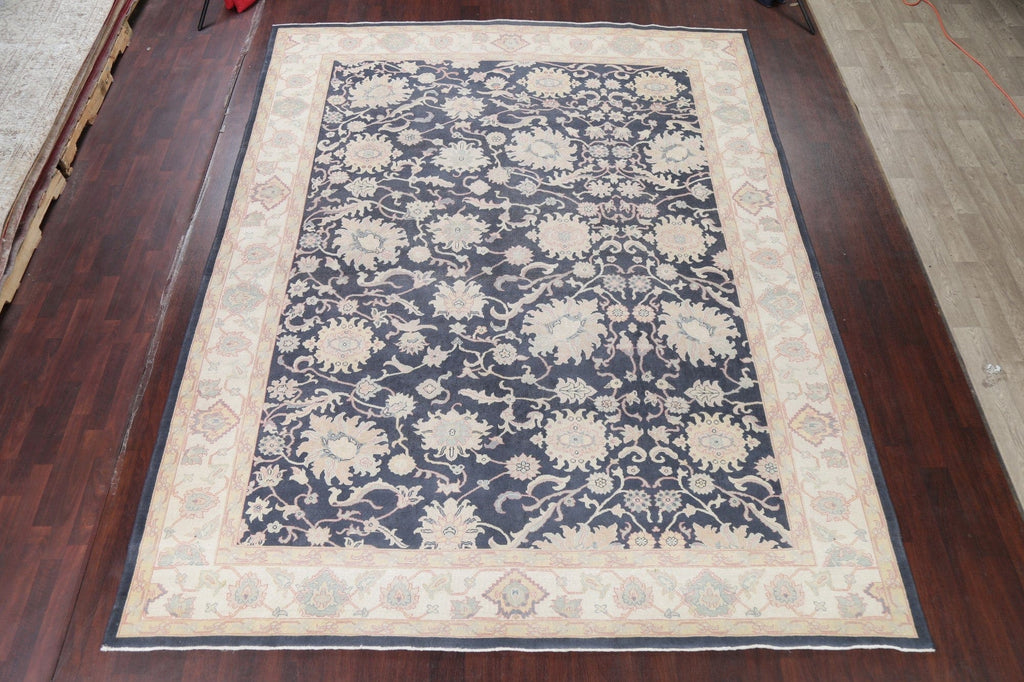 Floral Charcoal Oushak Turkish Area Rug 10x13