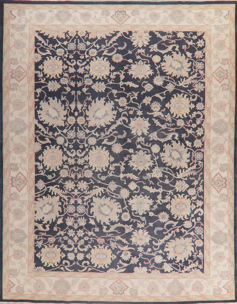 Floral Charcoal Oushak Turkish Area Rug 10x13