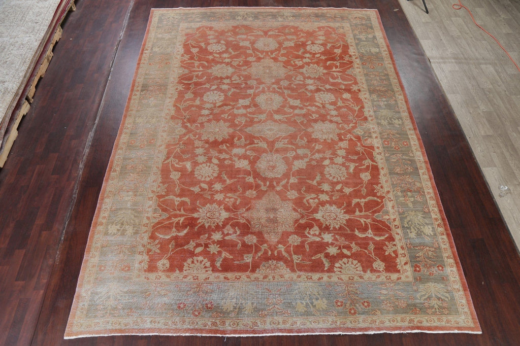 Vegetable Dye Antique Oushak Rust Turkish Area Rug 10x14