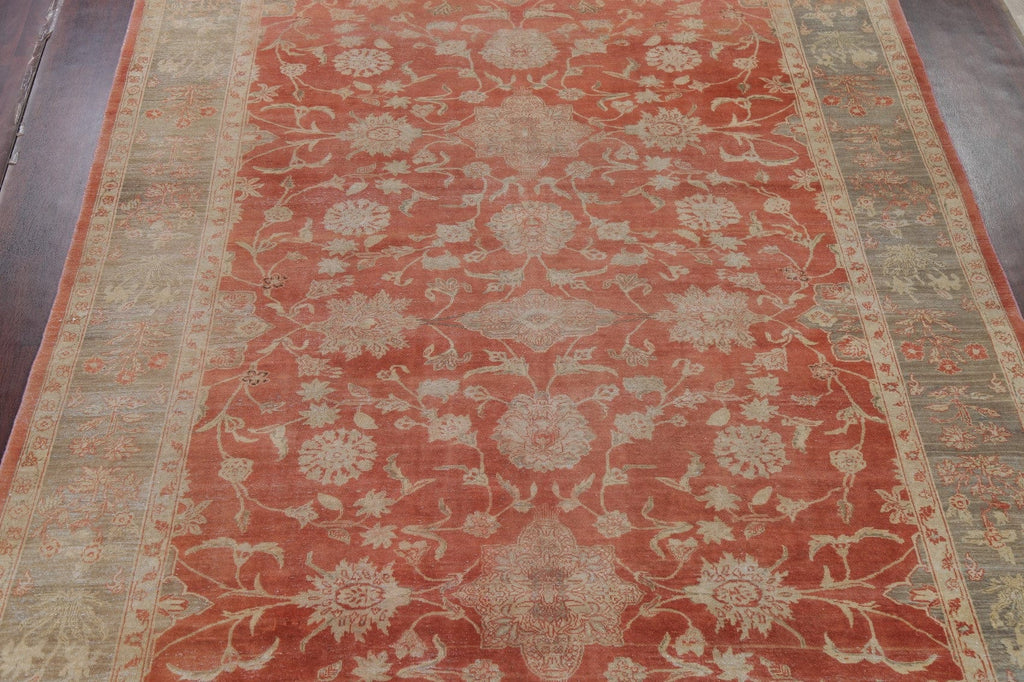 Vegetable Dye Antique Oushak Rust Turkish Area Rug 10x14