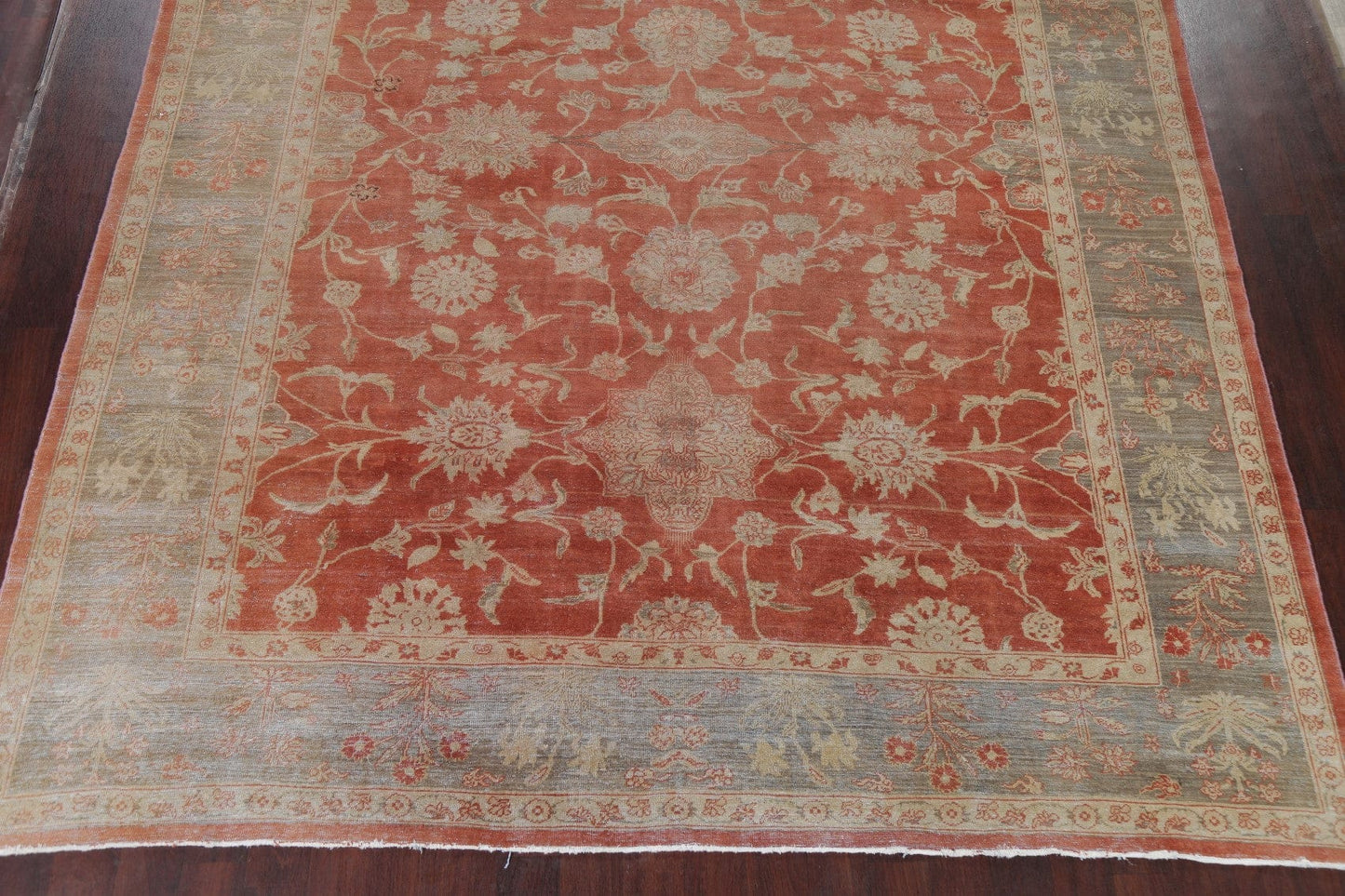 Vegetable Dye Antique Oushak Rust Turkish Area Rug 10x14