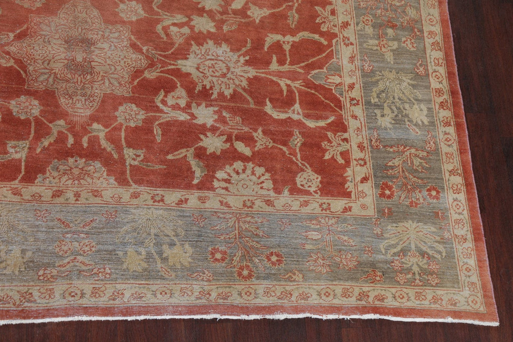 Vegetable Dye Antique Oushak Rust Turkish Area Rug 10x14