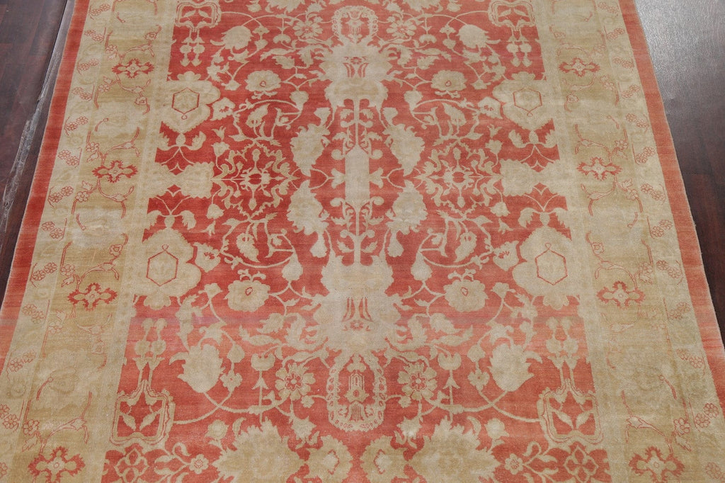 Vegetable Dye Floral Oushak Egyptian Rust Area Rug 9x13