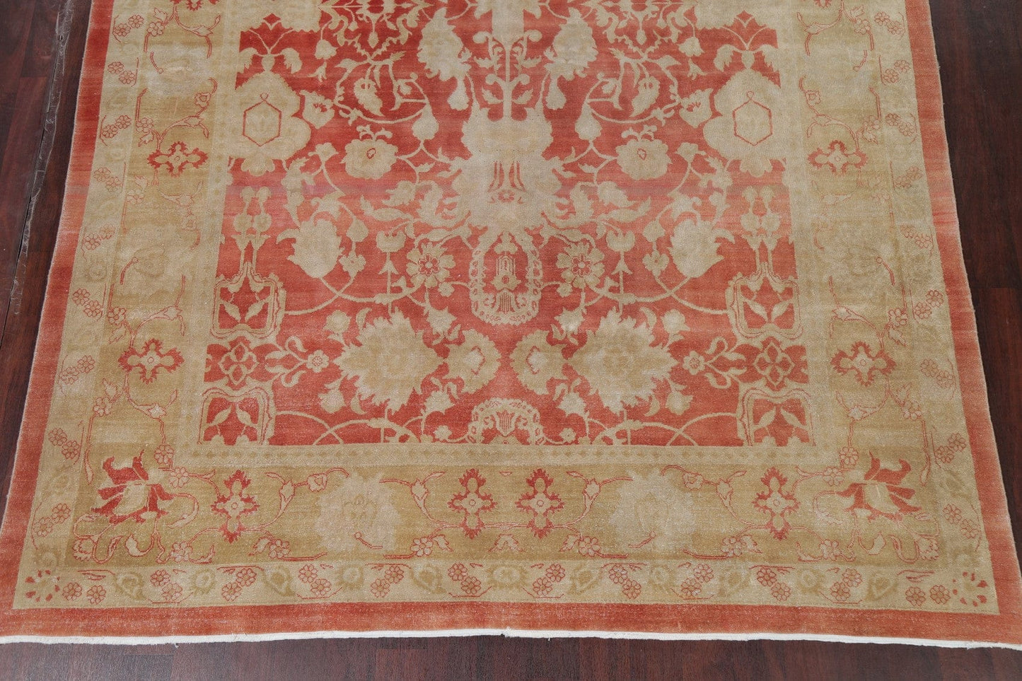 Vegetable Dye Floral Oushak Egyptian Rust Area Rug 9x13