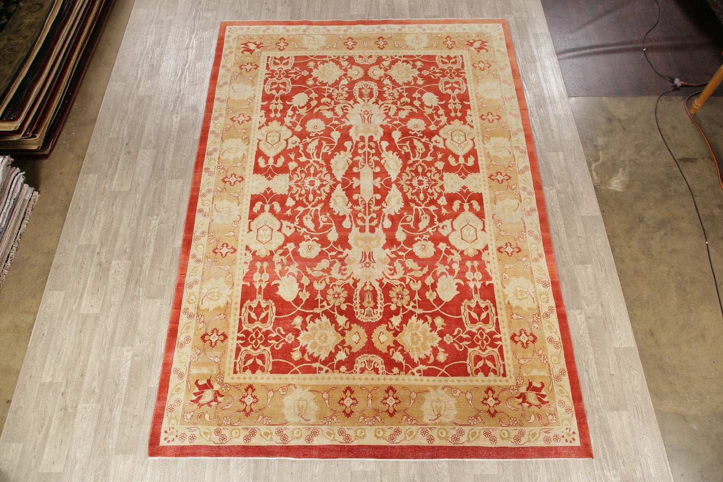 Rust Floral Oushak Turkish Area Rug 9x13