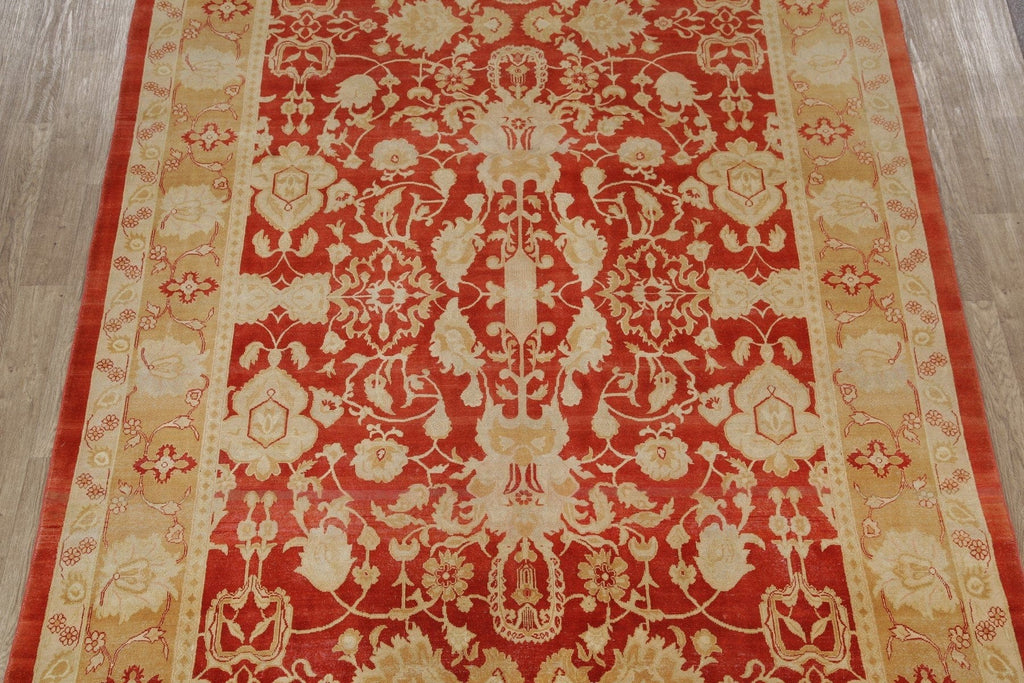 Rust Floral Oushak Turkish Area Rug 9x13