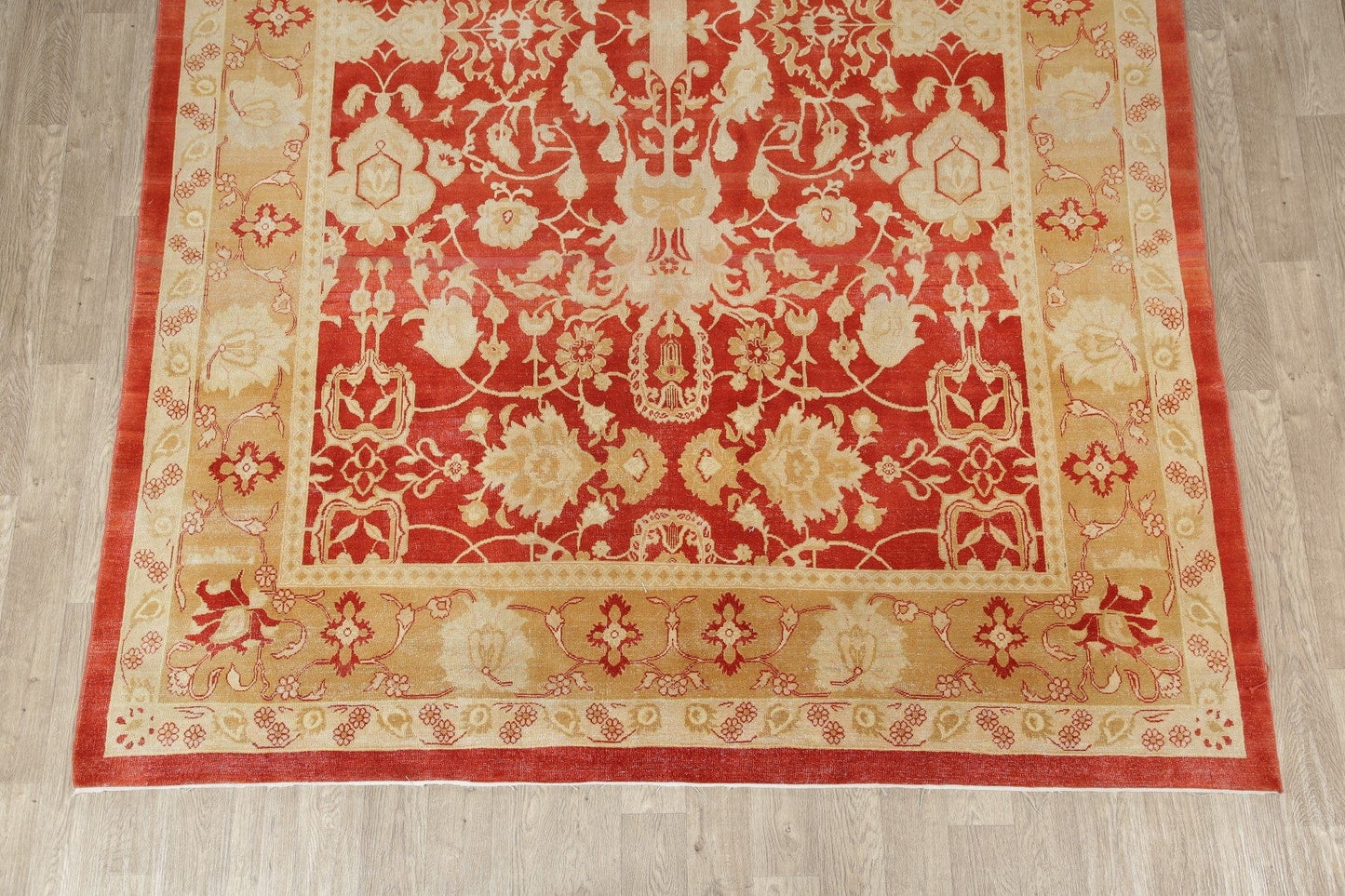 Rust Floral Oushak Turkish Area Rug 9x13