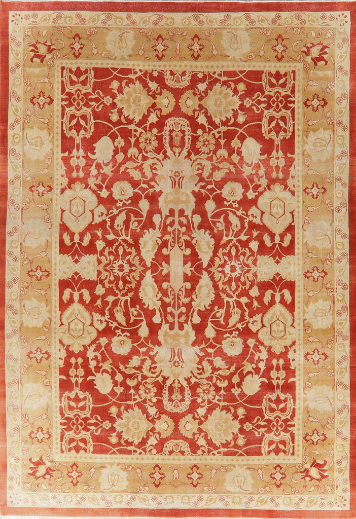 Rust Floral Oushak Turkish Area Rug 9x13