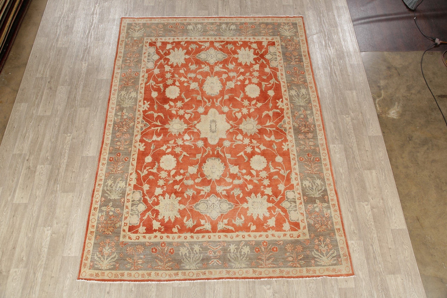 Rust Floral Oushak Egyptian Area Rug 8x11