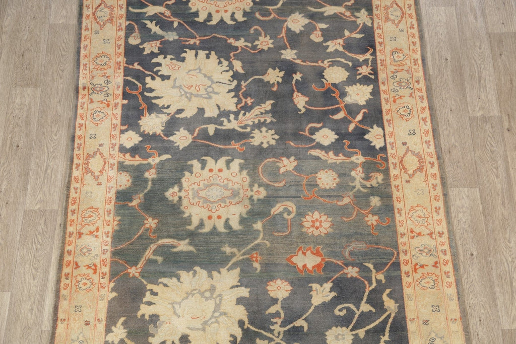 Vegetable Dye Floral Oushak Turkish Area Rug 6x9