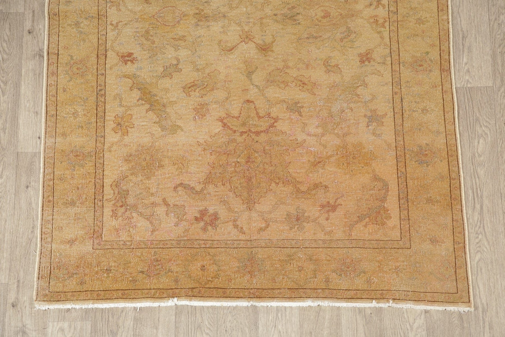 Vegetable Dye Antique Floral Oushak Turkish Area Rug 5x7