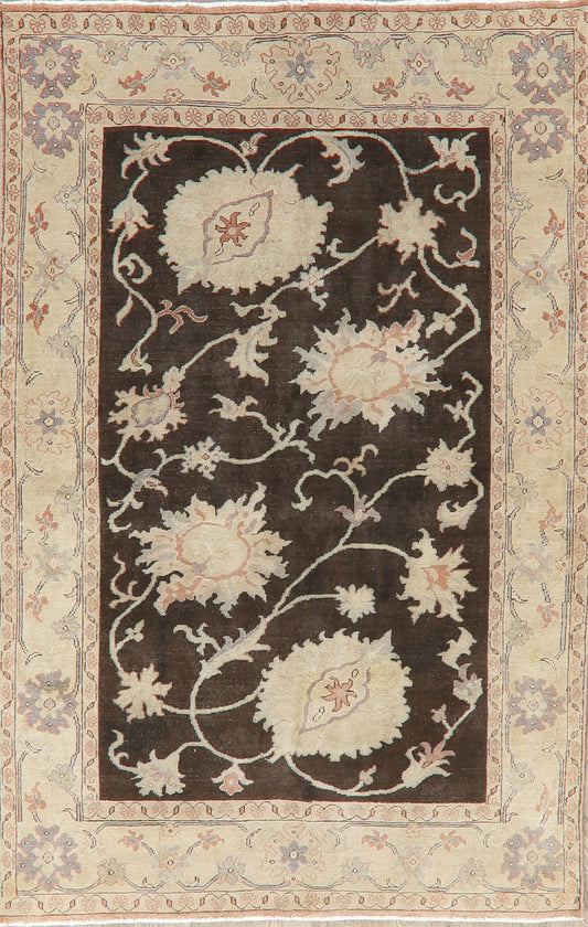 Vegetable Dye Floral Oushak Egyptian Area Rug 5x11