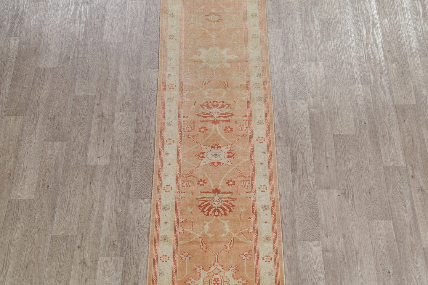 Vegetable Dye Oushak Turkish Runner Rug 3x14