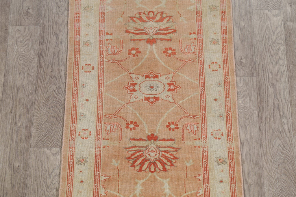 Vegetable Dye Oushak Turkish Runner Rug 3x14