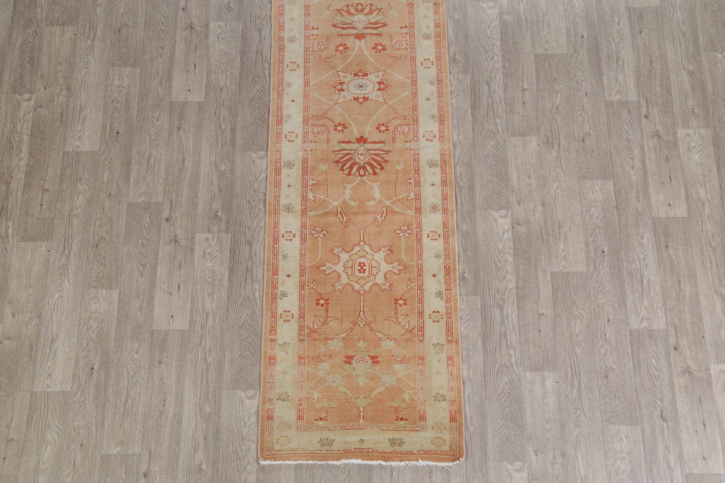 Vegetable Dye Oushak Turkish Runner Rug 3x14