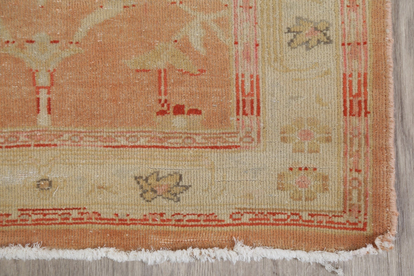 Vegetable Dye Oushak Turkish Runner Rug 3x14