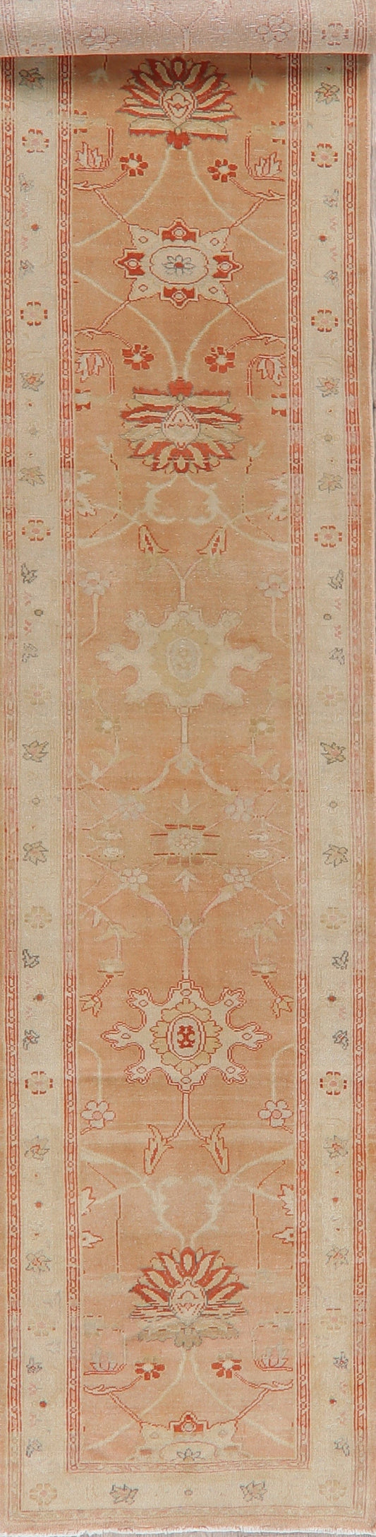 Vegetable Dye Oushak Turkish Runner Rug 3x14