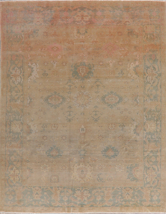 Antique Vegetable Dye Oushak Turkish Area Rug 8x10